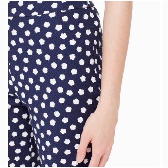 Kate Spade‎ Cloud Dot Straight Leg Cotton Blend Navy White Ankle Pant Size 2 - Picture 2 of 11